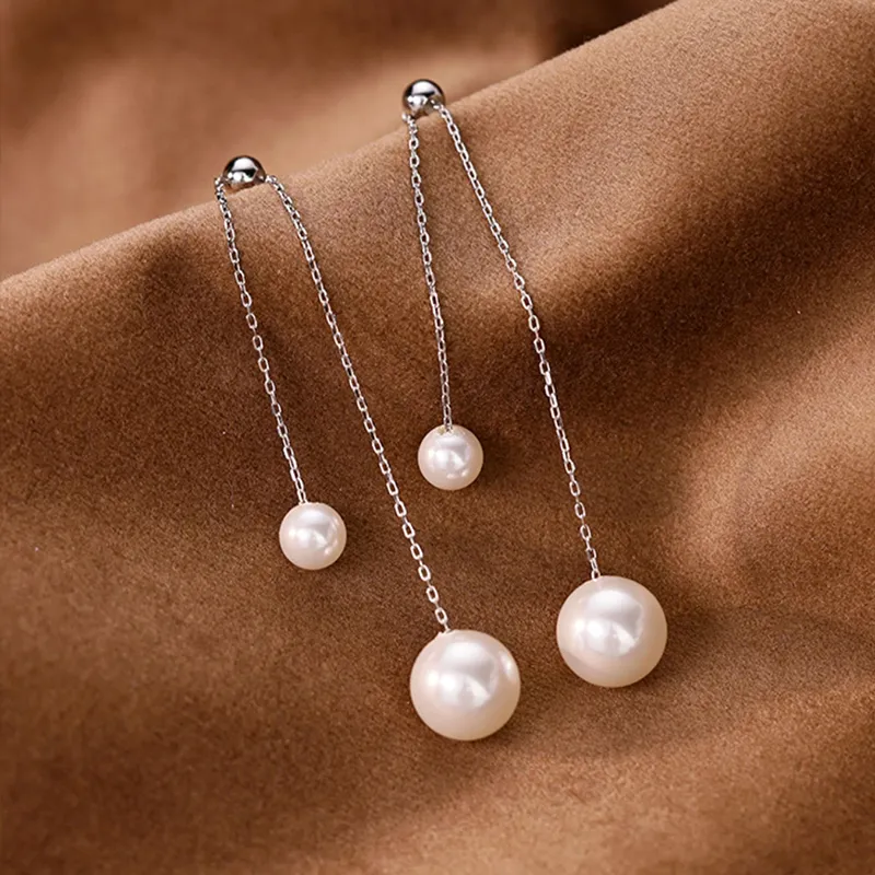 NATURALLYJOJO S925 Silver Faux Pearl Earrings Women's Silver/Gold-4