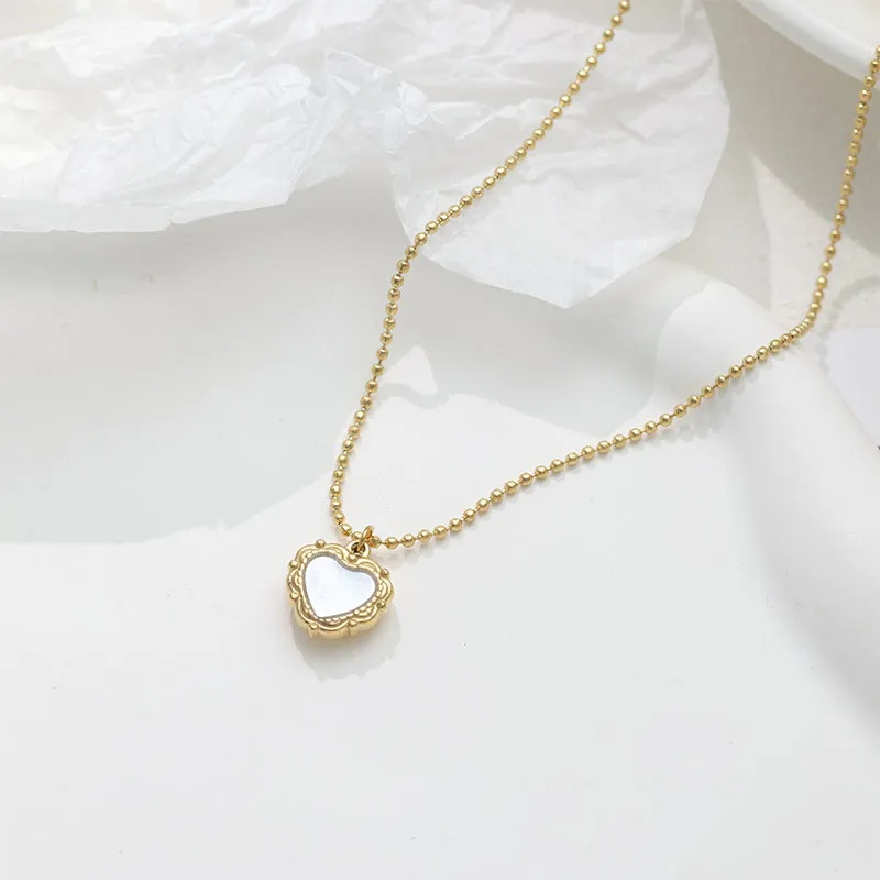 NATURALLYJOJO Titanium Steel Mother Of Pearl Necklaces Women's Gold-3