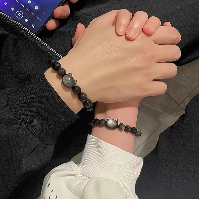 NATURALLYJOJO Obsidian Jade Bracelets Women's-1