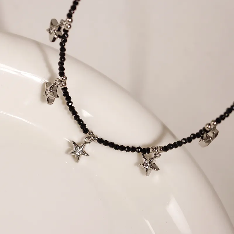 NATURALLYJOJO Zircon Faceted Beads Necklaces Women's Black-4
