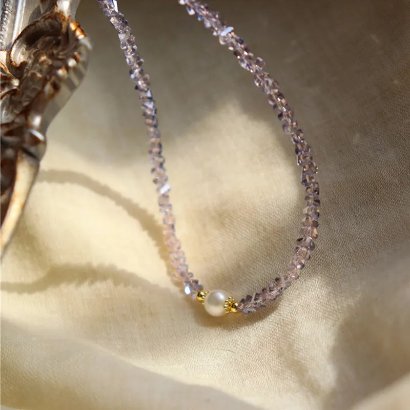 NATURALLYJOJO Freshwater Pearl Necklaces Women's Purple/White-6