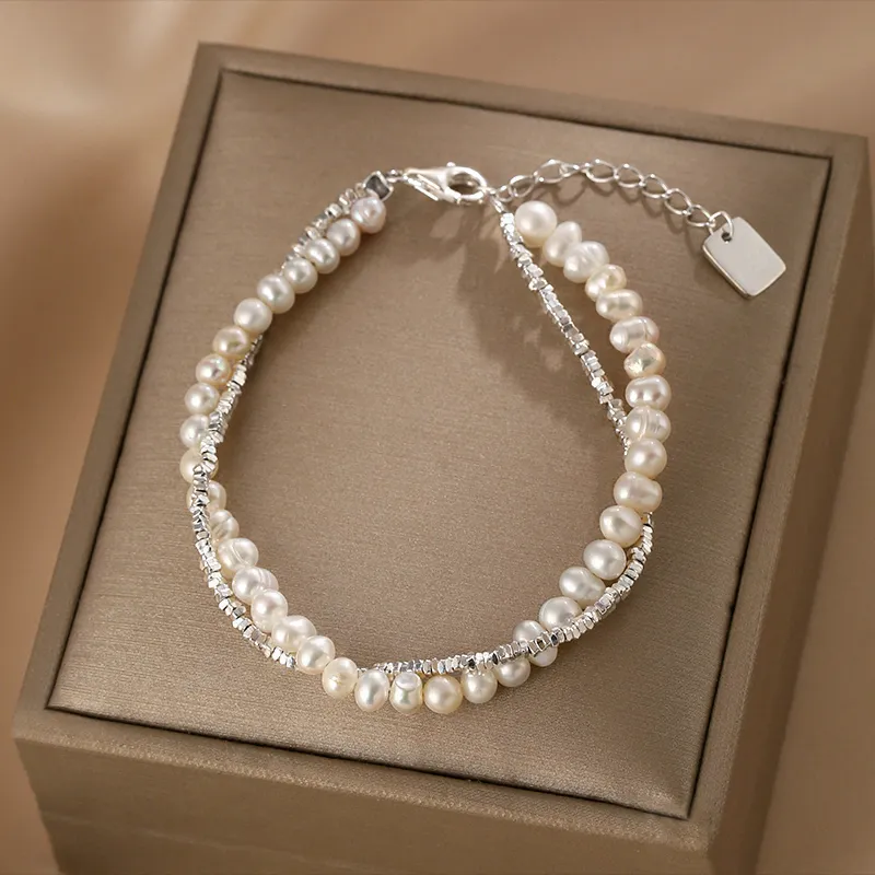 NATURALLYJOJO Freshwater Pearl Bracelets Women's White-4