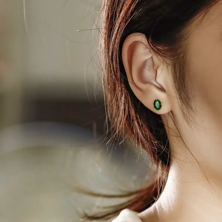 NATURALLYJOJO S925 Silver Stud Earrings Women's Green-2