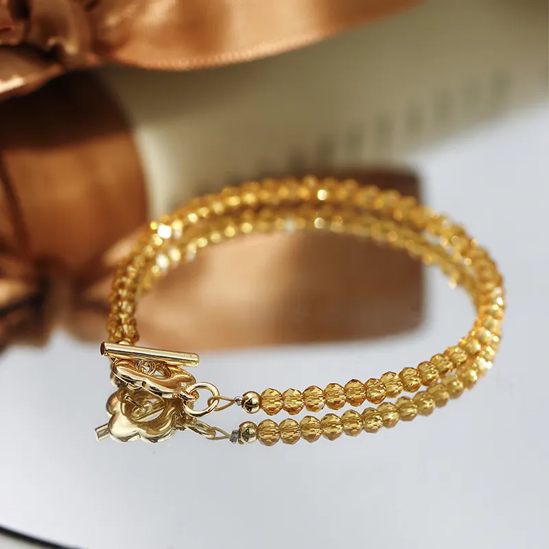 NATURALLYJOJO Artificial Crystal Bracelets Women's Yellow-6