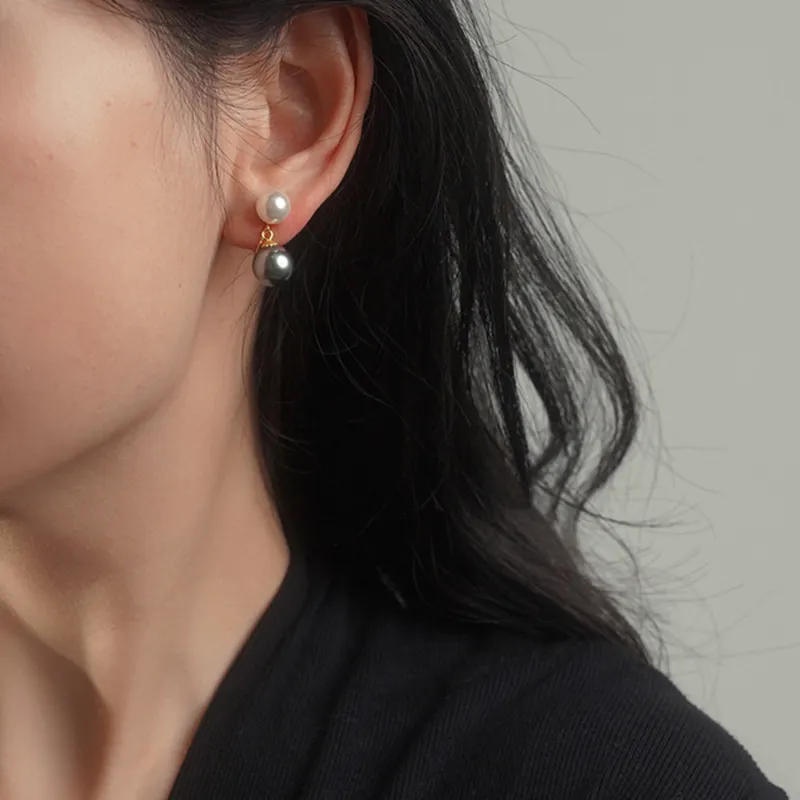 NATURALLYJOJO Faux Pearl Clip On Earrings Women's Gold/white/gray-2