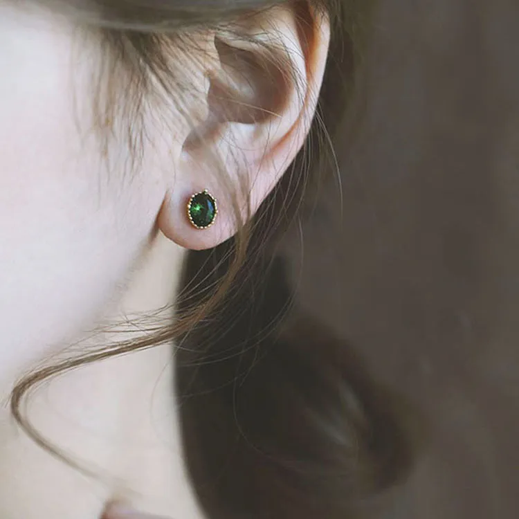 NATURALLYJOJO S925 Silver Stud Earrings Women's Green-1