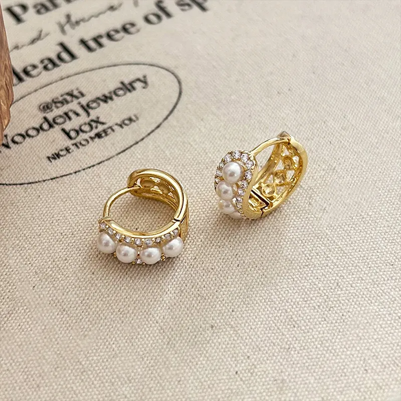 NATURALLYJOJO Copper Faux Pearl Earrings Women's Gold-6
