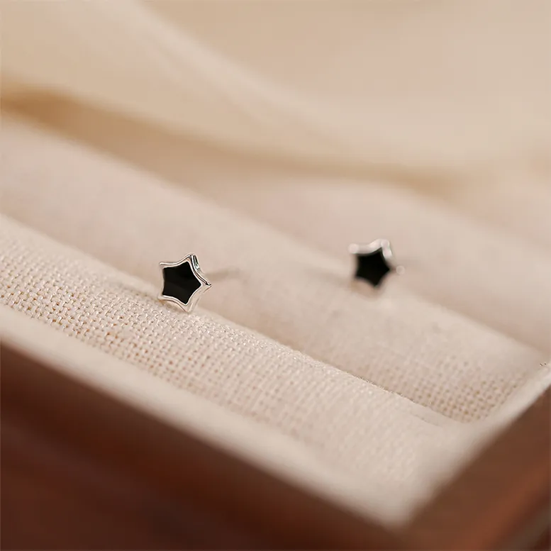 NATURALLYJOJO S999 Fine Silver Stud Earrings Women's Black-3