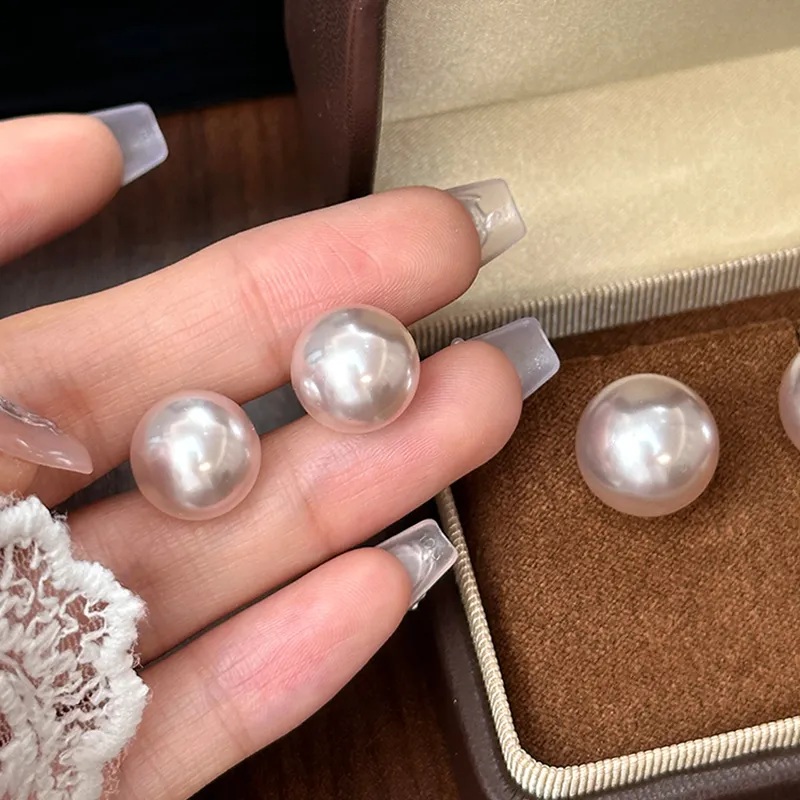 NATURALLYJOJO Faux Pearl Stud Earrings Women's Pink Purple-4
