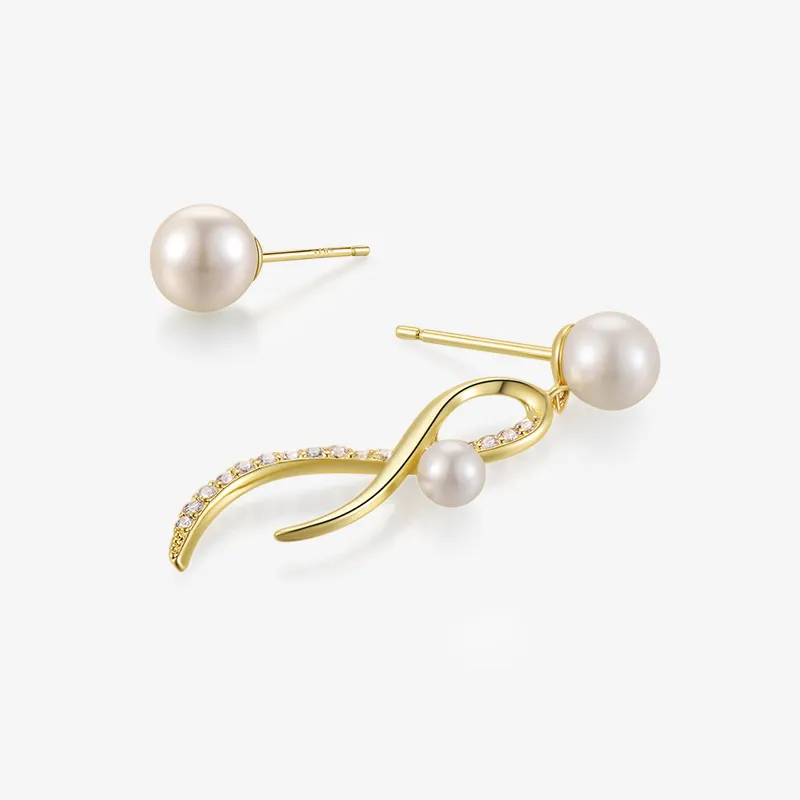 NATURALLYJOJO Shell Pearl Earrings Women's Gold-3