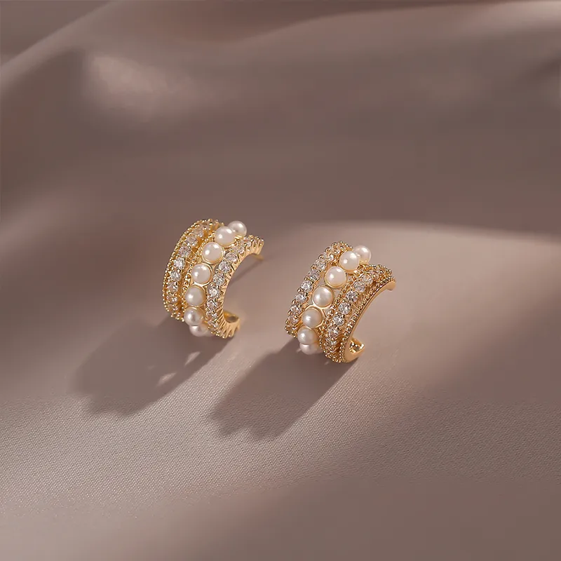 NATURALLYJOJO Zircon Earrings Women's Gold-4