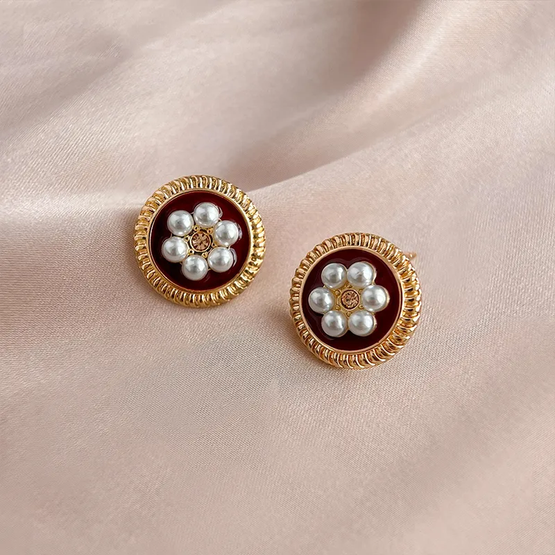 NATURALLYJOJO Faux Pearl Earrings Women's Red-6