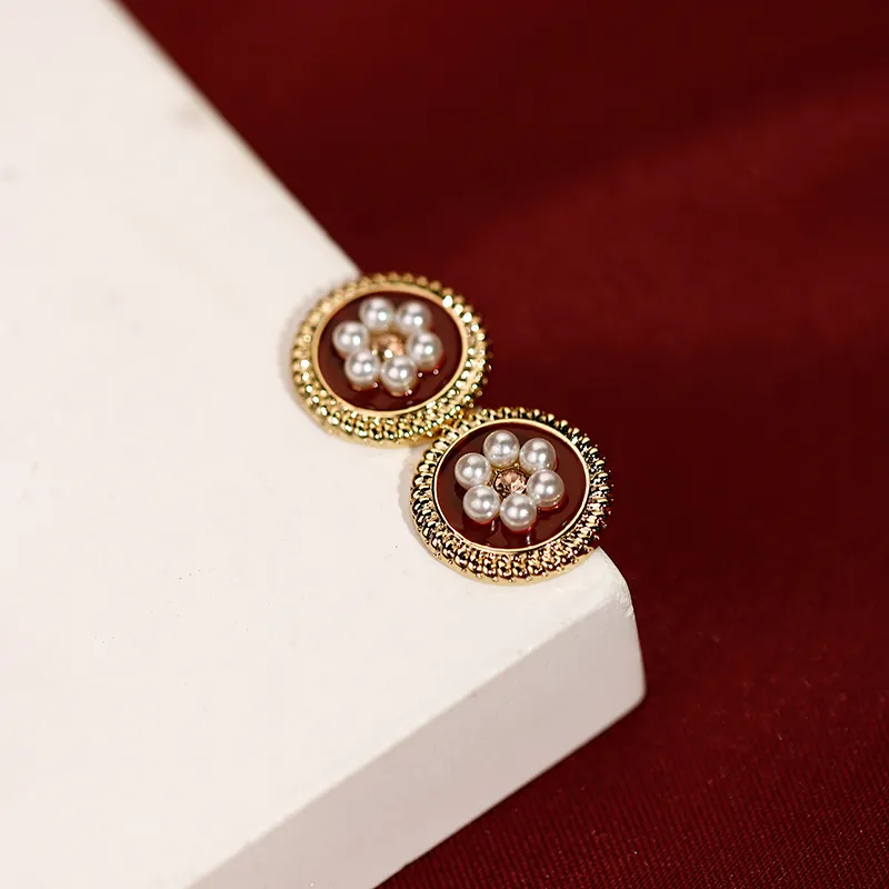 NATURALLYJOJO Faux Pearl Earrings Women's Red-4