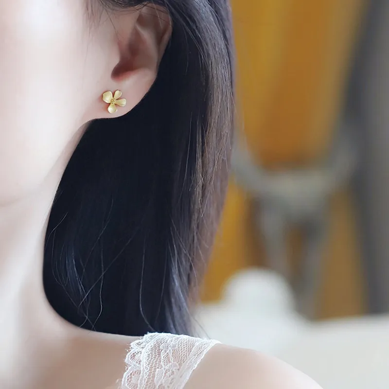 NATURALLYJOJO S999 Fine Silver Stud Earrings Women's Gold-7