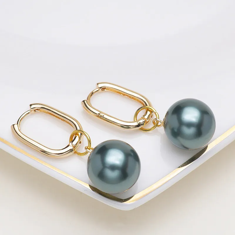 NATURALLYJOJO Shell Pearl Earrings Women's Green/Purple-1