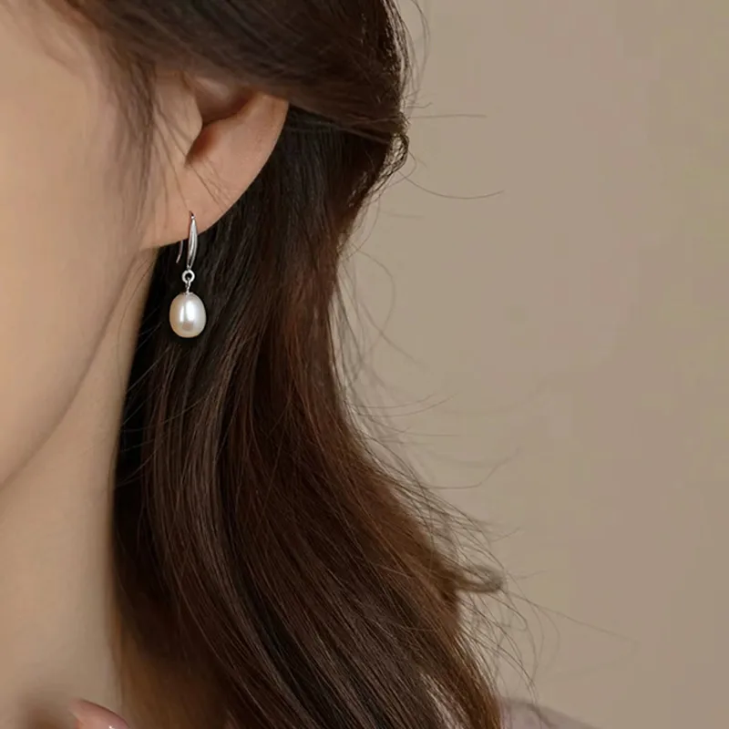 NATURALLYJOJO Freshwater Pearl 925 Sterling Silver Earrings Women's Silver/White-2