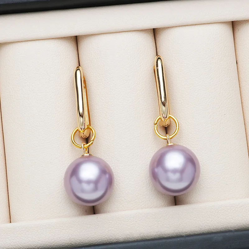 NATURALLYJOJO Shell Pearl Earrings Women's Green/Purple-6