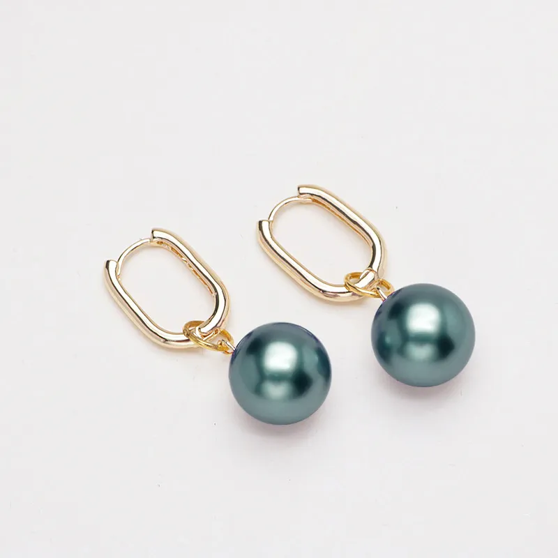 NATURALLYJOJO Shell Pearl Earrings Women's Green/Purple-3