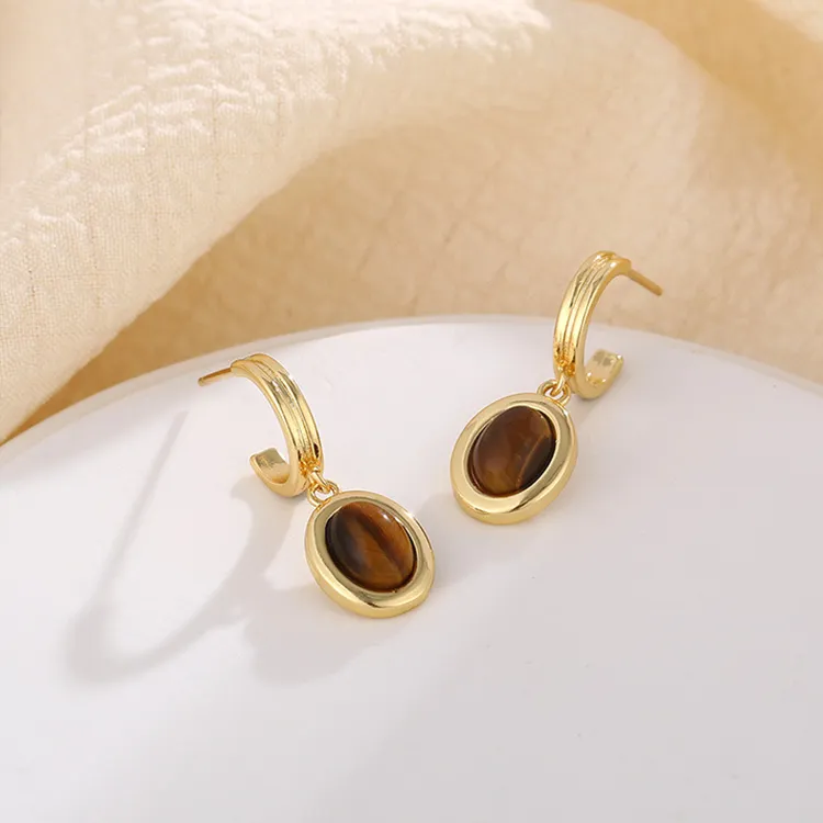 NATURALLYJOJO Tiger's Eye Stone Earrings Women's-6