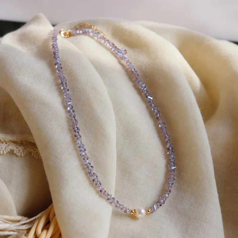 NATURALLYJOJO Freshwater Pearl Necklaces Women's Purple/White-5