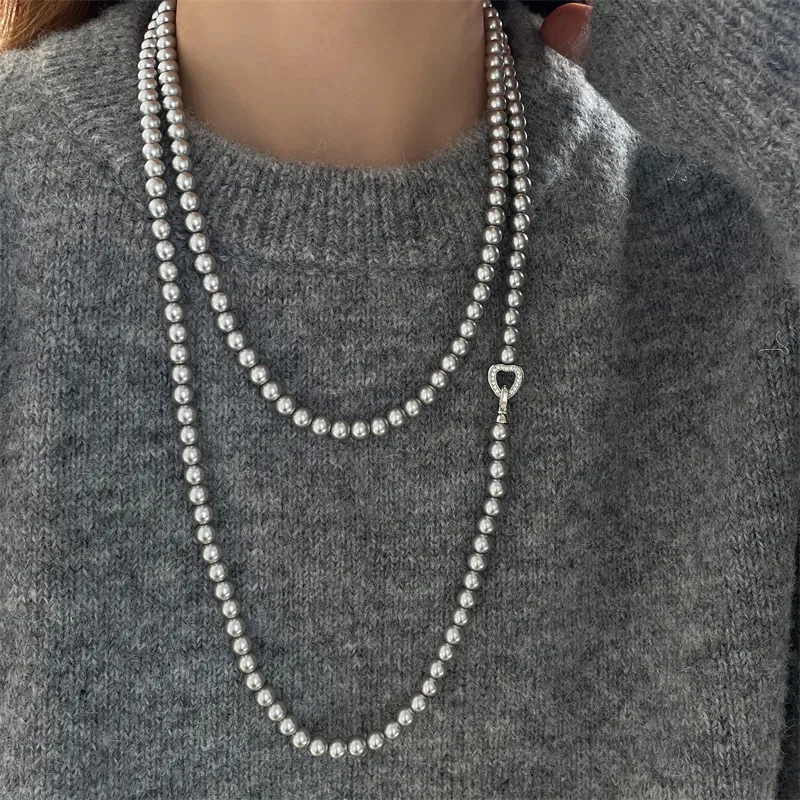 NATURALLYJOJO Faux Pearl Necklaces Women's White/Gray-8