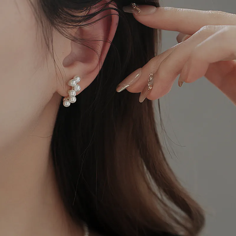 NATURALLYJOJO Faux Pearl Earrings Women's Gold-1