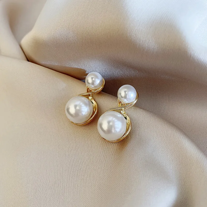 NATURALLYJOJO Faux Pearl Earrings Women's Khaki/White-10