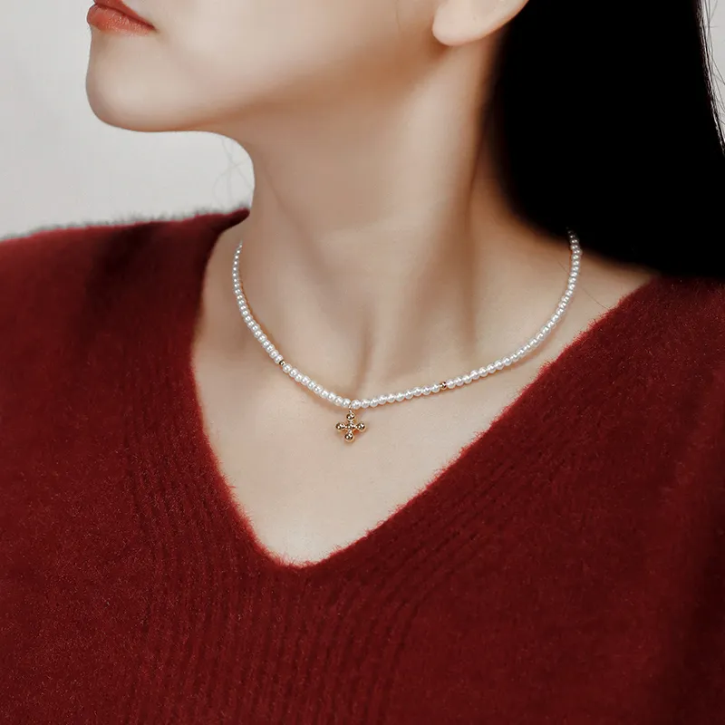 NATURALLYJOJO Shell Pearl Necklaces Women's White/Gold-1