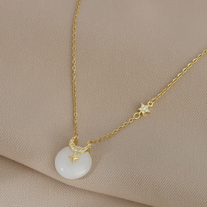 NATURALLYJOJO Resin Zircon Necklaces Women's Gold-1