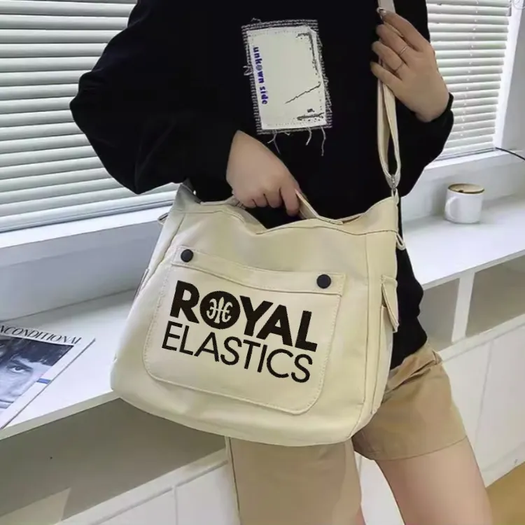 ROYAL ELASTICS Canvas Canvas Bag Shoulder Bags Regular Unisex Black/White-4
