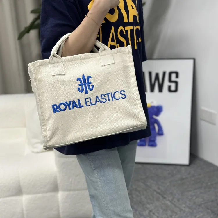 ROYAL ELASTICS Canvas Tote One Shoulder Handbag Unisex White-4