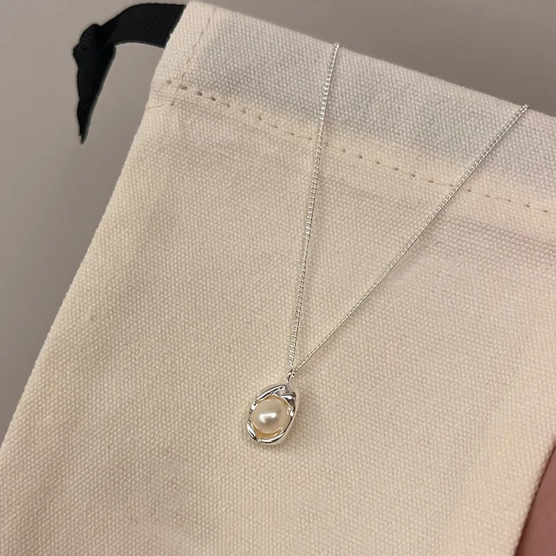 NATURALLYJOJO Faux Pearl Necklaces Women's Silver White-4