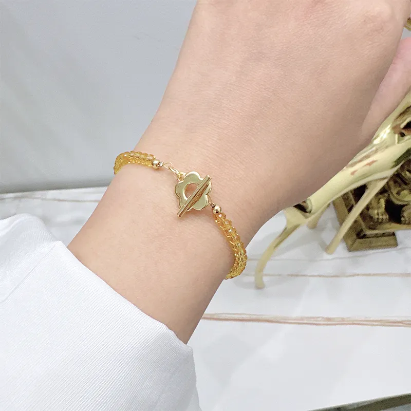 NATURALLYJOJO Artificial Crystal Bracelets Women's Yellow-1