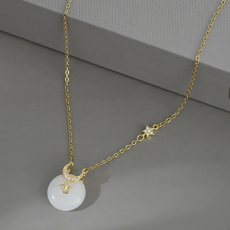 NATURALLYJOJO Resin Zircon Necklaces Women's Gold-3