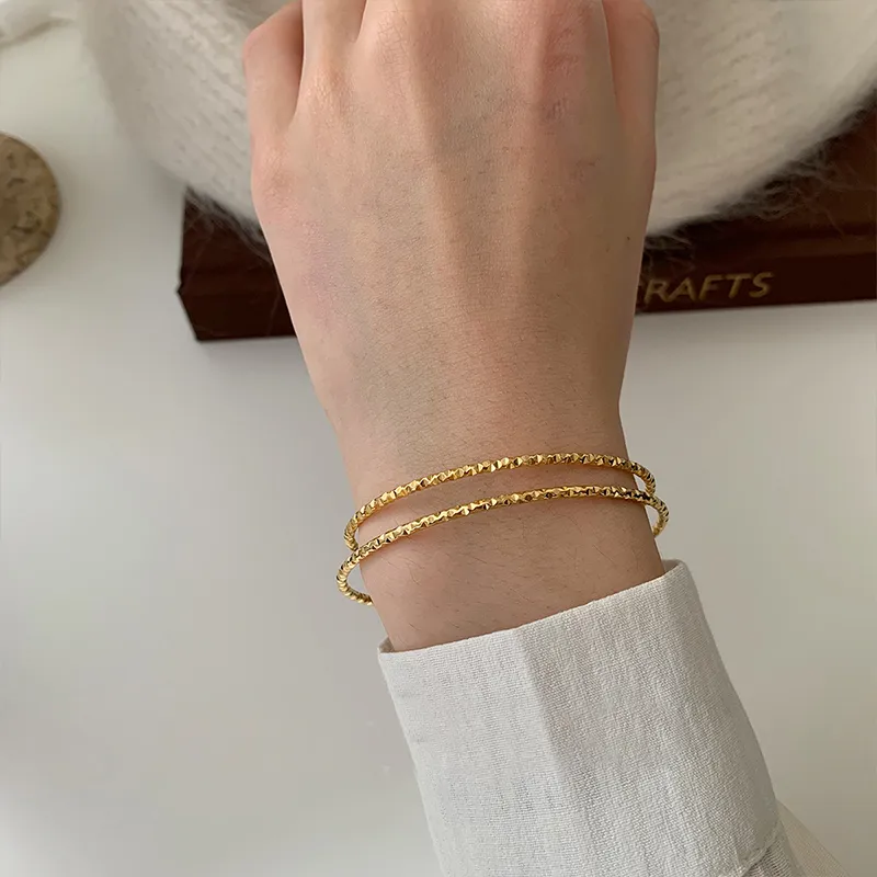 NATURALLYJOJO Titanium Steel Bangles Women's Gold/Silver-16