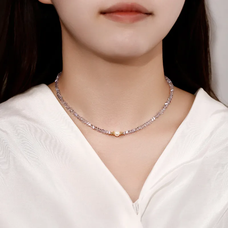 NATURALLYJOJO Freshwater Pearl Necklaces Women's Purple/White-1