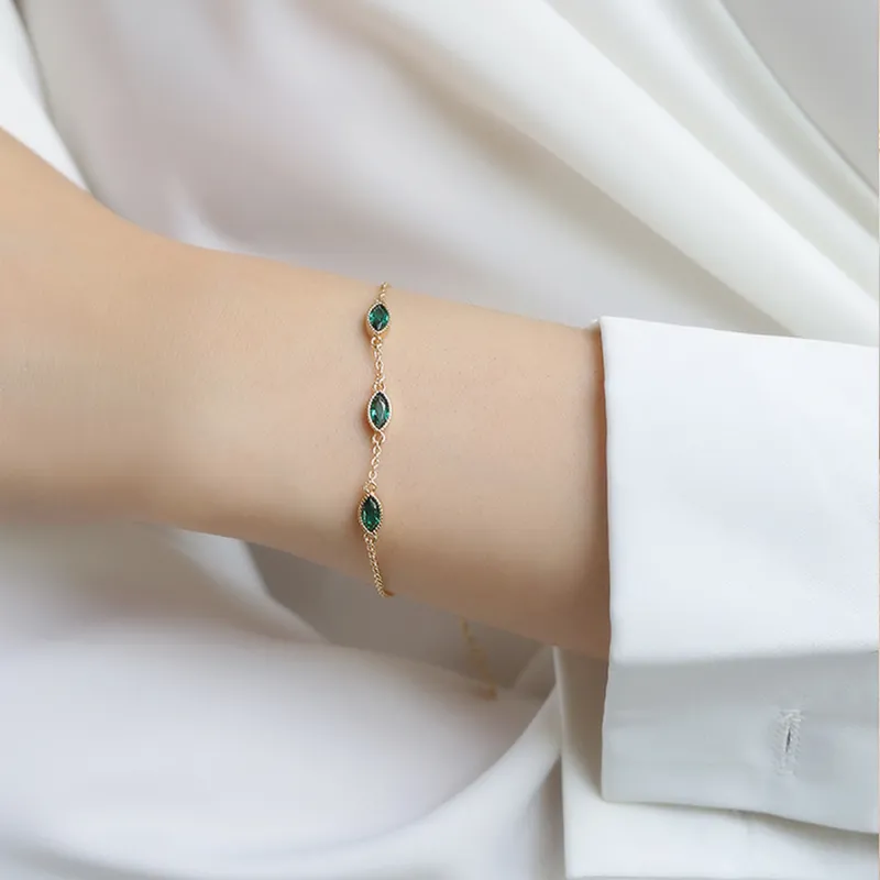 NATURALLYJOJO S925 Silver Bracelets Women's Gold/Green-2