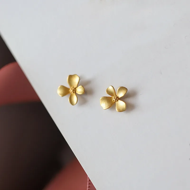 NATURALLYJOJO S999 Fine Silver Stud Earrings Women's Gold-5