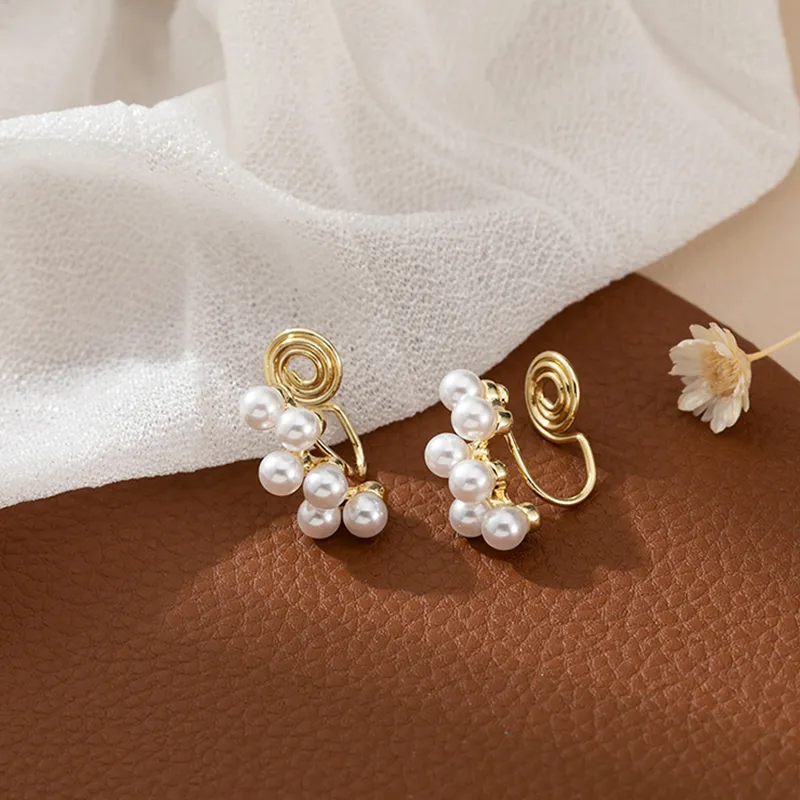 NATURALLYJOJO Faux Pearl Clip On Earrings Women's-6