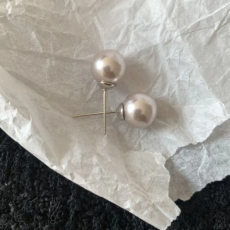 NATURALLYJOJO Faux Pearl Stud Earrings Women's Pink Purple-5
