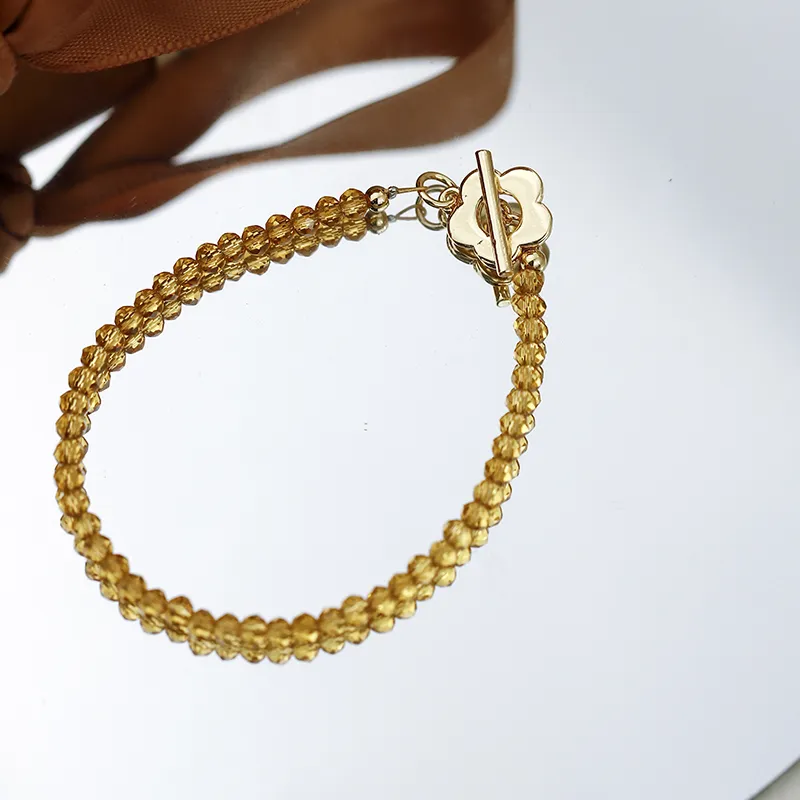 NATURALLYJOJO Artificial Crystal Bracelets Women's Yellow-3
