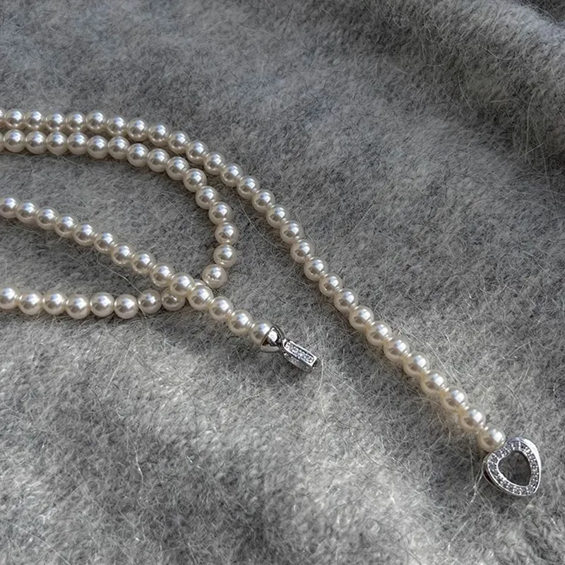NATURALLYJOJO Faux Pearl Necklaces Women's White/Gray-4