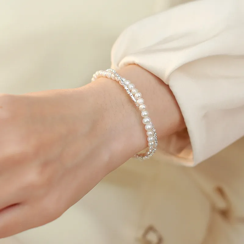 NATURALLYJOJO Freshwater Pearl Bracelets Women's White-1