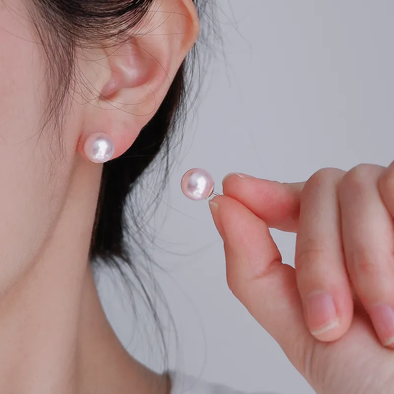 NATURALLYJOJO Faux Pearl Stud Earrings Women's Pink-2