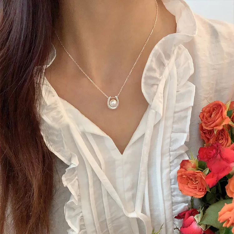 NATURALLYJOJO Faux Pearl Necklaces Women's White/Gray/Black-1