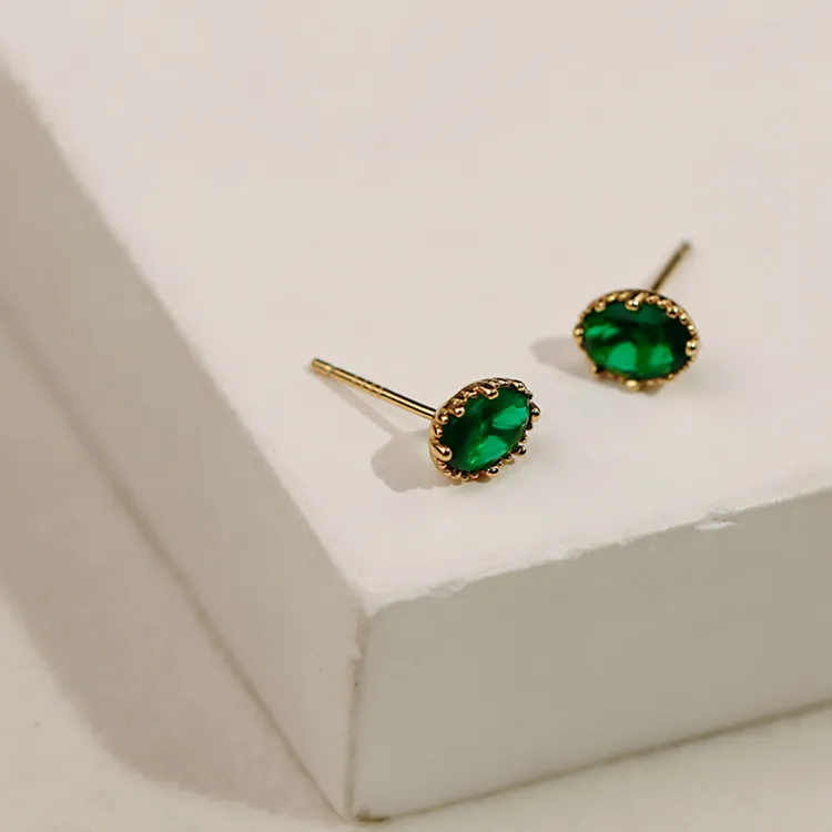 NATURALLYJOJO S925 Silver Stud Earrings Women's Green-5