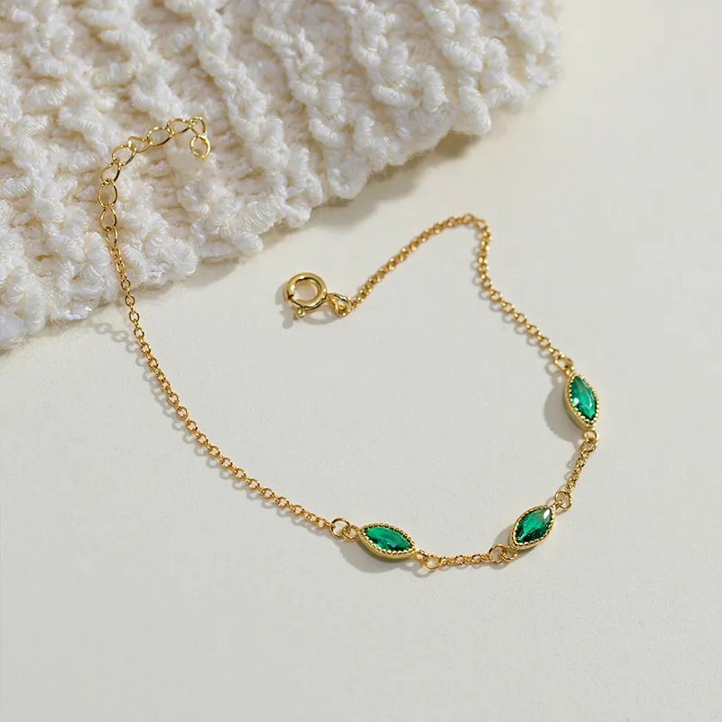 NATURALLYJOJO S925 Silver Bracelets Women's Gold/Green-3