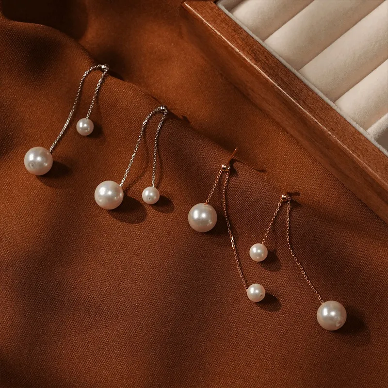 NATURALLYJOJO S925 Silver Faux Pearl Earrings Women's Silver/Gold-12