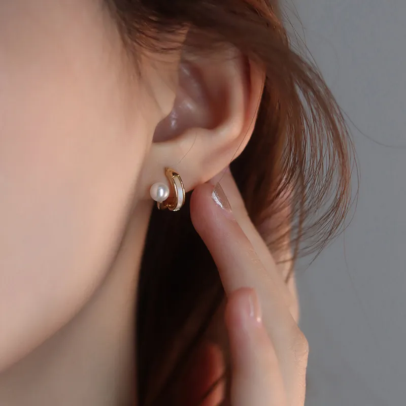 NATURALLYJOJO Faux Pearl Earrings Women's Gold-4