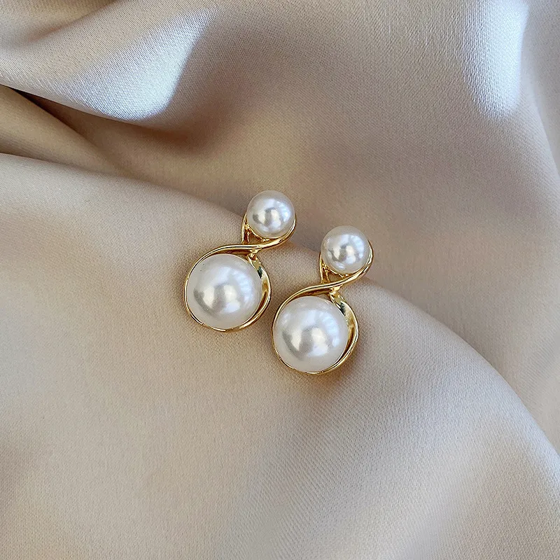 NATURALLYJOJO Faux Pearl Earrings Women's Khaki/White-11